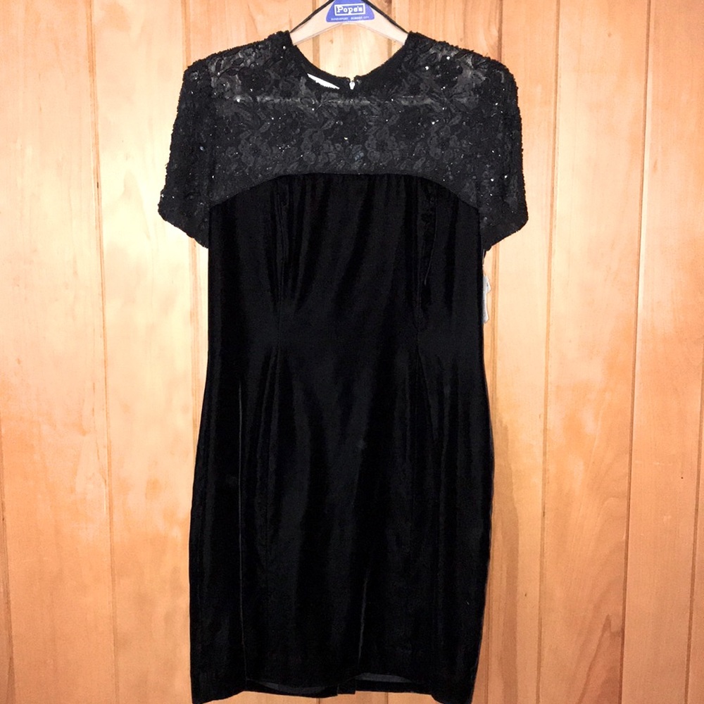 Talbots Petites Beaded Velvet Cocktail Dress